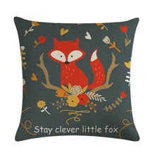 Load image into Gallery viewer, Forest Animal Fox Throw Pillow Covers Cute Cushion Cover Children Linen Cotton Teal Square Decorative for Sofa Pillow Case Decorative Cushion Pillowcases for Car Sofa Couch Woodland Girls Nursery Room Decor 45x45cm
