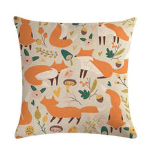 Load image into Gallery viewer, Forest Animal Fox Throw Pillow Covers Cute Cushion Cover Children Linen Cotton Teal Square Decorative for Sofa Pillow Case Decorative Cushion Pillowcases for Car Sofa Couch Woodland Girls Nursery Room Decor 45x45cm
