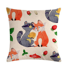 Load image into Gallery viewer, Forest Animal Fox Throw Pillow Covers Cute Cushion Cover Children Linen Cotton Teal Square Decorative for Sofa Pillow Case Decorative Cushion Pillowcases for Car Sofa Couch Woodland Girls Nursery Room Decor 45x45cm
