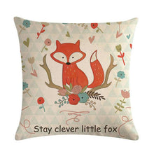 Load image into Gallery viewer, Forest Animal Fox Throw Pillow Covers Cute Cushion Cover Children Linen Cotton Teal Square Decorative for Sofa Pillow Case Decorative Cushion Pillowcases for Car Sofa Couch Woodland Girls Nursery Room Decor 45x45cm
