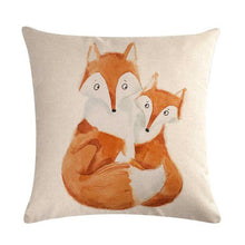 Load image into Gallery viewer, Forest Animal Fox Throw Pillow Covers Cute Cushion Cover Children Linen Cotton Teal Square Decorative for Sofa Pillow Case Decorative Cushion Pillowcases for Car Sofa Couch Woodland Girls Nursery Room Decor 45x45cm
