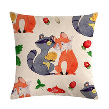 Load image into Gallery viewer, Forest Animal Fox Throw Pillow Covers Cute Cushion Cover Children Linen Cotton Teal Square Decorative for Sofa Pillow Case Decorative Cushion Pillowcases for Car Sofa Couch Woodland Girls Nursery Room Decor 45x45cm
