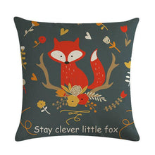 Load image into Gallery viewer, Forest Animal Fox Throw Pillow Covers Cute Cushion Cover Children Linen Cotton Teal Square Decorative for Sofa Pillow Case Decorative Cushion Pillowcases for Car Sofa Couch Woodland Girls Nursery Room Decor 45x45cm
