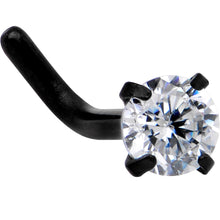 Load image into Gallery viewer, 18G 1/4 Clear 3mm CZ Gem Black IP L-Shape Nose Ring
