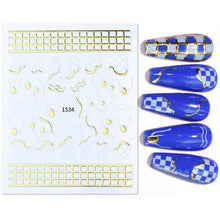 Load image into Gallery viewer, French Rose Gold Striping Tape Nail Design Stripe Lines Geometry 3D Sticker for Nails Gel Polish Sticker Decals for Manicuring Decorations Manicure Stickers Decals Silver Strip Line Nail Decal Self-Adhesive 3D Wave Decal Decoration Metallic Curve Design
