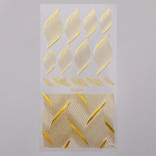 Load image into Gallery viewer, French Rose Gold Striping Tape Nail Design Stripe Lines Geometry 3D Sticker for Nails Gel Polish Sticker Decals for Manicuring Decorations Manicure Stickers Decals Silver Strip Line Nail Decal Self-Adhesive 3D Wave Decal Decoration Metallic Curve Design
