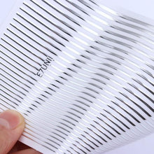 Load image into Gallery viewer, French Rose Gold Striping Tape Nail Design Stripe Lines Geometry 3D Sticker for Nails Gel Polish Sticker Decals for Manicuring Decorations Manicure Stickers Decals Silver Strip Line Nail Decal Self-Adhesive 3D Wave Decal Decoration Metallic Curve Design
