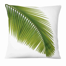 将图片加载到图库查看器，Fresh Green Leaves Digital Printed Pillowcase Home Pillow Decoration Tropical Green Leaves Throw Pillow Cover With Geometric Background Home Decorative Square Cushion Covers Cotton Linen Home Decor 45x45CM
