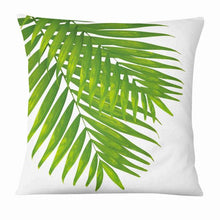 将图片加载到图库查看器，Fresh Green Leaves Digital Printed Pillowcase Home Pillow Decoration Tropical Green Leaves Throw Pillow Cover With Geometric Background Home Decorative Square Cushion Covers Cotton Linen Home Decor 45x45CM
