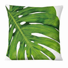 将图片加载到图库查看器，Fresh Green Leaves Digital Printed Pillowcase Home Pillow Decoration Tropical Green Leaves Throw Pillow Cover With Geometric Background Home Decorative Square Cushion Covers Cotton Linen Home Decor 45x45CM
