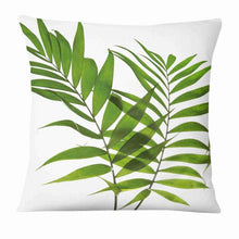 将图片加载到图库查看器，Fresh Green Leaves Digital Printed Pillowcase Home Pillow Decoration Tropical Green Leaves Throw Pillow Cover With Geometric Background Home Decorative Square Cushion Covers Cotton Linen Home Decor 45x45CM
