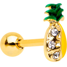 Load image into Gallery viewer, 16G Gem Gold PVD Half Paved Pineapple Cartilage Tragus Earring
