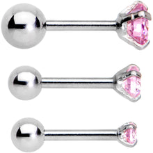 将图片加载到图库查看器，18G 1/4 Pink CZ Gem Tragus Cartilage Earring 3 Pack Set
