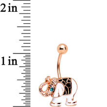 Load image into Gallery viewer, Aqua CZ Gem Rose Gold PVD Edgy Elephant Belly Ring

