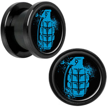 Load image into Gallery viewer, Blue Grenade Black Anodized Screw Fit Plug Set 1/2

