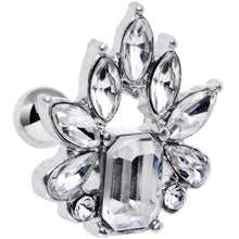 Load image into Gallery viewer, 16G 1/4 Clear Gem Flower Tiara Amulet Cartilage Tragus Earring
