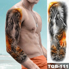 Load image into Gallery viewer, Full Arm Temporary Tattoos 8 Sheets and Half Arm Shoulder Waterproof Tattoos Elegant Large Lion Sleeve Sticker Tattoo Waterproof Temporary Big Wolf Tatoos For Men and Women
