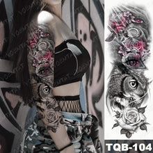 Load image into Gallery viewer, Full Arm Temporary Tattoos 8 Sheets and Half Arm Shoulder Waterproof Tattoos Elegant Large Lion Sleeve Sticker Tattoo Waterproof Temporary Big Wolf Tatoos For Men and Women

