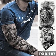 Load image into Gallery viewer, Full Arm Temporary Tattoos 8 Sheets and Half Arm Shoulder Waterproof Tattoos Elegant Large Lion Sleeve Sticker Tattoo Waterproof Temporary Big Wolf Tatoos For Men and Women
