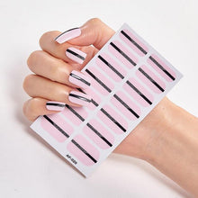 将图片加载到图库查看器，Full Cover Nail Stickers Nail Polish Nail Decoration Nails Sticker Designer Self Adhesive Nail Sticker Creative Nail Art Sticker Sticker Nail Decorations Accessories Metal Curve Stripe Lines Design Letter Nail Sticker Adhesive Decoration Template
