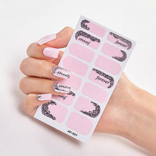 将图片加载到图库查看器，Full Cover Nail Stickers Nail Polish Nail Decoration Nails Sticker Designer Self Adhesive Nail Sticker Creative Nail Art Sticker Sticker Nail Decorations Accessories Metal Curve Stripe Lines Design Letter Nail Sticker Adhesive Decoration Template
