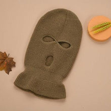 将图片加载到图库查看器，Full Face Cover Mask Three 3 Hole Balaclava Knit Hat Army Tactical CS Winter Ski Cycling Mask Beanie Hat Scarf Warm Face Masks Knit Hat Full Face Cover Balaclava Hats Funny Party Embroidery Beanies Caps Hole Knitted Full Face Cover
