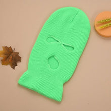 将图片加载到图库查看器，Full Face Cover Mask Three 3 Hole Balaclava Knit Hat Army Tactical CS Winter Ski Cycling Mask Beanie Hat Scarf Warm Face Masks Knit Hat Full Face Cover Balaclava Hats Funny Party Embroidery Beanies Caps Hole Knitted Full Face Cover
