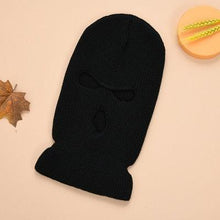 将图片加载到图库查看器，Full Face Cover Mask Three 3 Hole Balaclava Knit Hat Army Tactical CS Winter Ski Cycling Mask Beanie Hat Scarf Warm Face Masks Knit Hat Full Face Cover Balaclava Hats Funny Party Embroidery Beanies Caps Hole Knitted Full Face Cover
