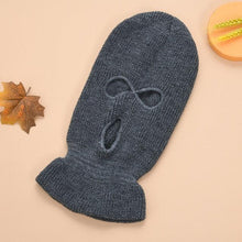 将图片加载到图库查看器，Full Face Cover Mask Three 3 Hole Balaclava Knit Hat Army Tactical CS Winter Ski Cycling Mask Beanie Hat Scarf Warm Face Masks Knit Hat Full Face Cover Balaclava Hats Funny Party Embroidery Beanies Caps Hole Knitted Full Face Cover
