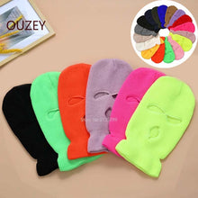 将图片加载到图库查看器，Full Face Cover Mask Three 3 Hole Balaclava Knit Hat Army Tactical CS Winter Ski Cycling Mask Beanie Hat Scarf Warm Face Masks Knit Hat Full Face Cover Balaclava Hats Funny Party Embroidery Beanies Caps Hole Knitted Full Face Cover
