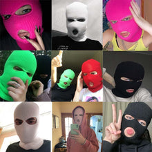 将图片加载到图库查看器，Full Face Cover Mask Three 3 Hole Balaclava Knit Hat Army Tactical CS Winter Ski Cycling Mask Beanie Hat Scarf Warm Face Masks Knit Hat Full Face Cover Balaclava Hats Funny Party Embroidery Beanies Caps Hole Knitted Full Face Cover
