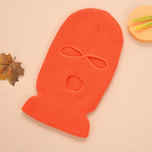 将图片加载到图库查看器，Full Face Cover Mask Three 3 Hole Balaclava Knit Hat Army Tactical CS Winter Ski Cycling Mask Beanie Hat Scarf Warm Face Masks Knit Hat Full Face Cover Balaclava Hats Funny Party Embroidery Beanies Caps Hole Knitted Full Face Cover
