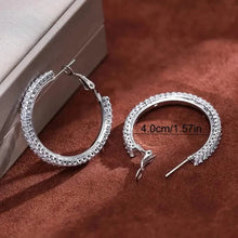 Load image into Gallery viewer, Full Rectangular Shiny Synthetic Zirconia Decorative Hoop Earrings
