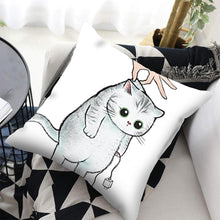 将图片加载到图库查看器，Funny Cute Cat Plush Cushion Pillow Covers Cat Pillow Cases Animal Kitty Pillowcase Cotton Linen Cushion Cover For Couch Cover Pillows Cases For Sofa Home Decoration Pillowcase Polyester Throw Pillow Case 45x45CM

