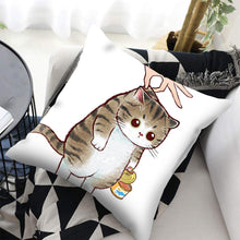 将图片加载到图库查看器，Funny Cute Cat Plush Cushion Pillow Covers Cat Pillow Cases Animal Kitty Pillowcase Cotton Linen Cushion Cover For Couch Cover Pillows Cases For Sofa Home Decoration Pillowcase Polyester Throw Pillow Case 45x45CM
