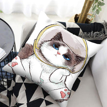 将图片加载到图库查看器，Funny Cute Cat Plush Cushion Pillow Covers Cat Pillow Cases Animal Kitty Pillowcase Cotton Linen Cushion Cover For Couch Cover Pillows Cases For Sofa Home Decoration Pillowcase Polyester Throw Pillow Case 45x45CM
