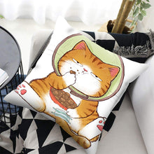 将图片加载到图库查看器，Funny Cute Cat Plush Cushion Pillow Covers Cat Pillow Cases Animal Kitty Pillowcase Cotton Linen Cushion Cover For Couch Cover Pillows Cases For Sofa Home Decoration Pillowcase Polyester Throw Pillow Case 45x45CM
