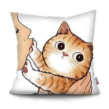 将图片加载到图库查看器，Funny Cute Cat Plush Cushion Pillow Covers Cat Pillow Cases Animal Kitty Pillowcase Cotton Linen Cushion Cover For Couch Cover Pillows Cases For Sofa Home Decoration Pillowcase Polyester Throw Pillow Case 45x45CM
