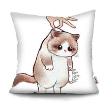 将图片加载到图库查看器，Funny Cute Cat Plush Cushion Pillow Covers Cat Pillow Cases Animal Kitty Pillowcase Cotton Linen Cushion Cover For Couch Cover Pillows Cases For Sofa Home Decoration Pillowcase Polyester Throw Pillow Case 45x45CM
