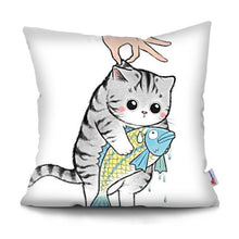 将图片加载到图库查看器，Funny Cute Cat Plush Cushion Pillow Covers Cat Pillow Cases Animal Kitty Pillowcase Cotton Linen Cushion Cover For Couch Cover Pillows Cases For Sofa Home Decoration Pillowcase Polyester Throw Pillow Case 45x45CM
