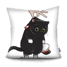 将图片加载到图库查看器，Funny Cute Cat Plush Cushion Pillow Covers Cat Pillow Cases Animal Kitty Pillowcase Cotton Linen Cushion Cover For Couch Cover Pillows Cases For Sofa Home Decoration Pillowcase Polyester Throw Pillow Case 45x45CM
