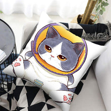 将图片加载到图库查看器，Funny Cute Cat Plush Cushion Pillow Covers Cat Pillow Cases Animal Kitty Pillowcase Cotton Linen Cushion Cover For Couch Cover Pillows Cases For Sofa Home Decoration Pillowcase Polyester Throw Pillow Case 45x45CM
