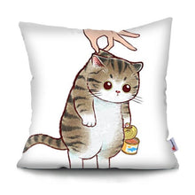 将图片加载到图库查看器，Funny Cute Cat Plush Cushion Pillow Covers Cat Pillow Cases Animal Kitty Pillowcase Cotton Linen Cushion Cover For Couch Cover Pillows Cases For Sofa Home Decoration Pillowcase Polyester Throw Pillow Case 45x45CM

