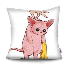 将图片加载到图库查看器，Funny Cute Cat Plush Cushion Pillow Covers Cat Pillow Cases Animal Kitty Pillowcase Cotton Linen Cushion Cover For Couch Cover Pillows Cases For Sofa Home Decoration Pillowcase Polyester Throw Pillow Case 45x45CM
