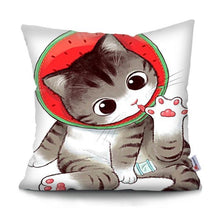 将图片加载到图库查看器，Funny Cute Cat Plush Cushion Pillow Covers Cat Pillow Cases Animal Kitty Pillowcase Cotton Linen Cushion Cover For Couch Cover Pillows Cases For Sofa Home Decoration Pillowcase Polyester Throw Pillow Case 45x45CM
