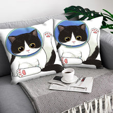 将图片加载到图库查看器，Funny Cute Cat Plush Cushion Pillow Covers Cat Pillow Cases Animal Kitty Pillowcase Cotton Linen Cushion Cover For Couch Cover Pillows Cases For Sofa Home Decoration Pillowcase Polyester Throw Pillow Case 45x45CM
