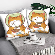 将图片加载到图库查看器，Funny Cute Cat Plush Cushion Pillow Covers Cat Pillow Cases Animal Kitty Pillowcase Cotton Linen Cushion Cover For Couch Cover Pillows Cases For Sofa Home Decoration Pillowcase Polyester Throw Pillow Case 45x45CM
