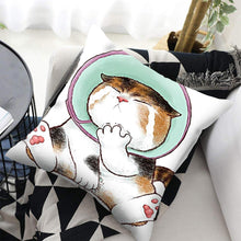 将图片加载到图库查看器，Funny Cute Cat Plush Cushion Pillow Covers Cat Pillow Cases Animal Kitty Pillowcase Cotton Linen Cushion Cover For Couch Cover Pillows Cases For Sofa Home Decoration Pillowcase Polyester Throw Pillow Case 45x45CM
