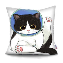 将图片加载到图库查看器，Funny Cute Cat Plush Cushion Pillow Covers Cat Pillow Cases Animal Kitty Pillowcase Cotton Linen Cushion Cover For Couch Cover Pillows Cases For Sofa Home Decoration Pillowcase Polyester Throw Pillow Case 45x45CM
