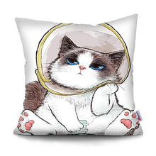 将图片加载到图库查看器，Funny Cute Cat Plush Cushion Pillow Covers Cat Pillow Cases Animal Kitty Pillowcase Cotton Linen Cushion Cover For Couch Cover Pillows Cases For Sofa Home Decoration Pillowcase Polyester Throw Pillow Case 45x45CM
